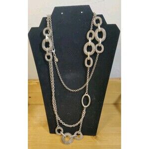 Sparkling Silver Tone Premier Designs "Runway" Layered Necklace  40”